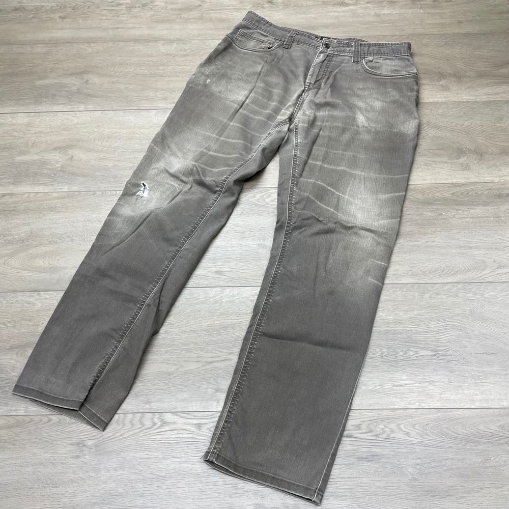 Prana Bridger Jean Distressed Mens 34x32 Gray Slim Fit Denim Pants M4BD32315